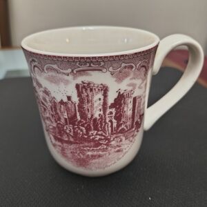 Ceramic Castle Transferware Mug in Burgundy